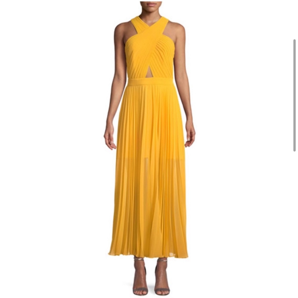 Joie Elenita Pleated Chiffon Yellow Maxi Dress size 4 - worn once; just like new